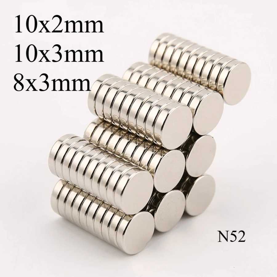Мощные дисковые магниты N52 10x2, 10x3, 10x5, 7x3, 8x3 для мотороллеров, холодильников, электровелосипедов, домашнего использования, DIY и индивидуальных проектов Крепеж и скобяные изделия