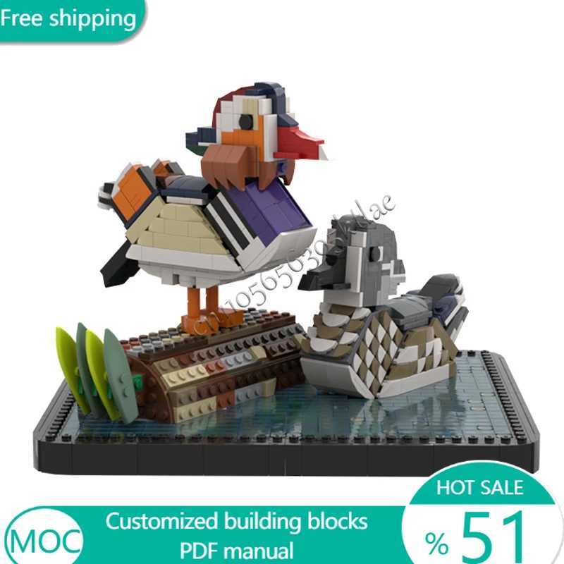 1510 шт., животное, мандарин, утка, MOC, модульный строительный блок, модель для детей, креативный дизайн, технология, сделай сам, праздничная игрушка в подарок Игры и головоломки