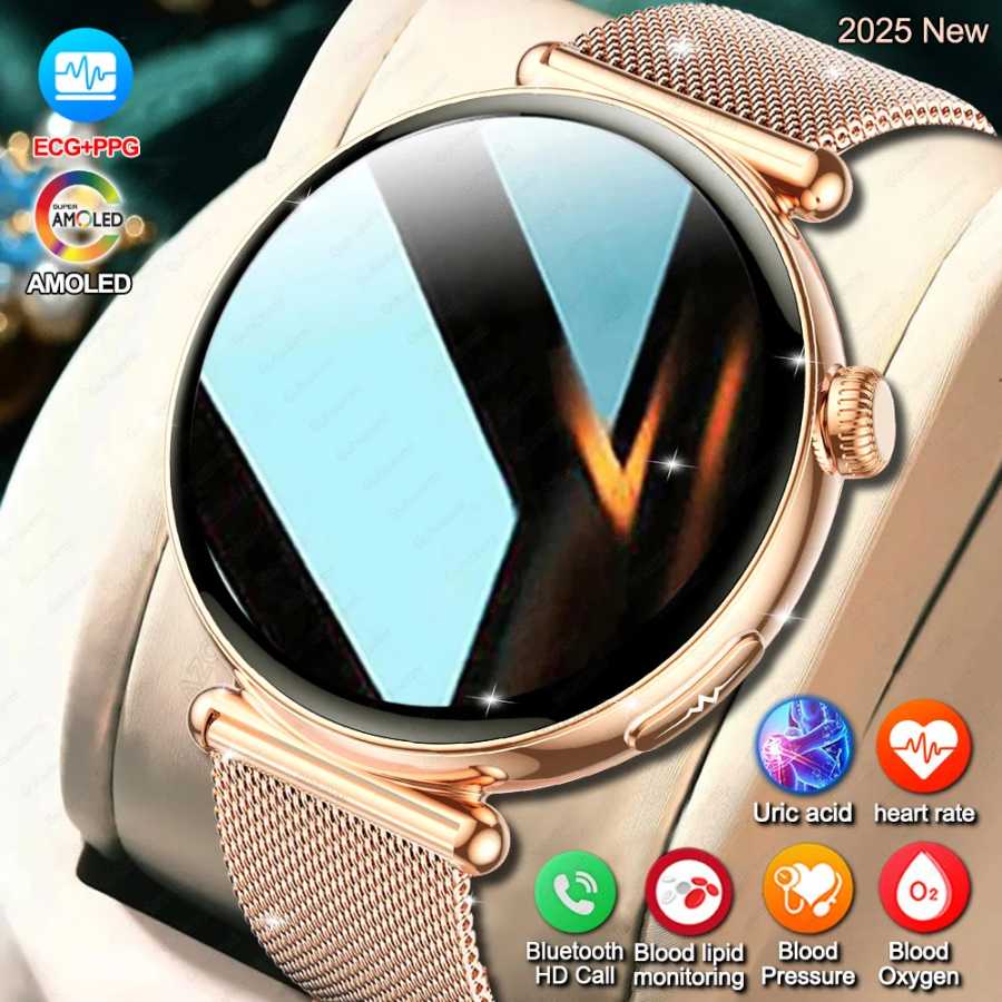 Женские умные часы 1,32-дюймовый AMOLED-экран, спортивные часы с ЭКГ, кровяное давление, микрофизический экзамен, AI-циферблат, женские умные часы Умная электроника