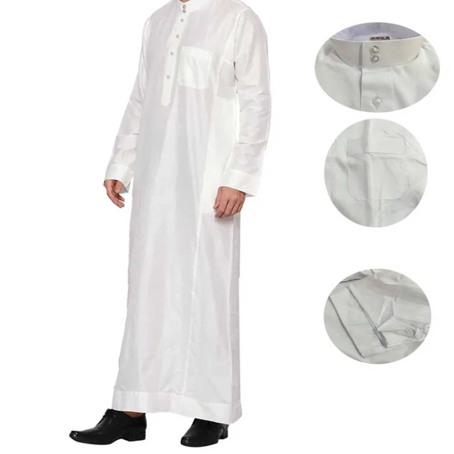 Фотография №3 товара Мужское мусульманское платье Dishdasha с длинными рукавами Daffah Thobe Jubba