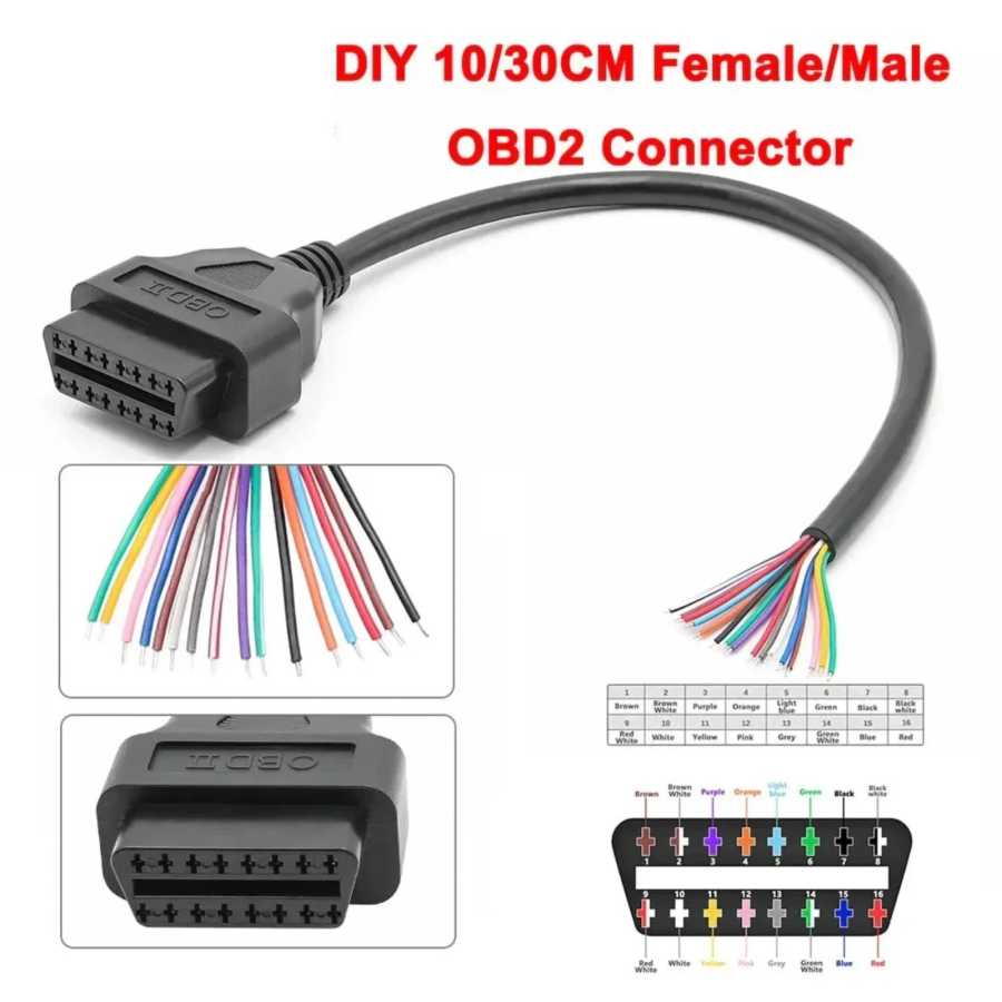 JieYuan 30 см 16-контактный разъем &laquo;мама-папа&raquo; DIY OBD2 автоматический удлинительный кабель автомобильный диагностический инструмент сканер разъем OBDII Инструмент для ремонта автомобилей