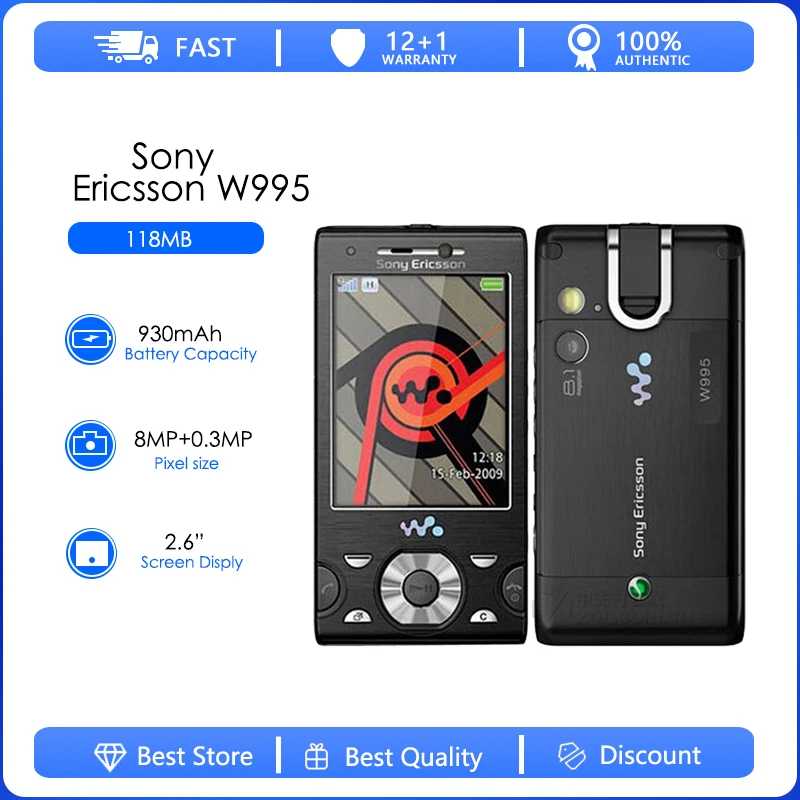 Sony Ericsson W995i Восстановленный Оригинальный разблокированный телефон W995 мобильный телефон Slider музыкальный телефон 3G WIFI GPS телефон Бесплатная доставка Б/У и восстановленные телефоны