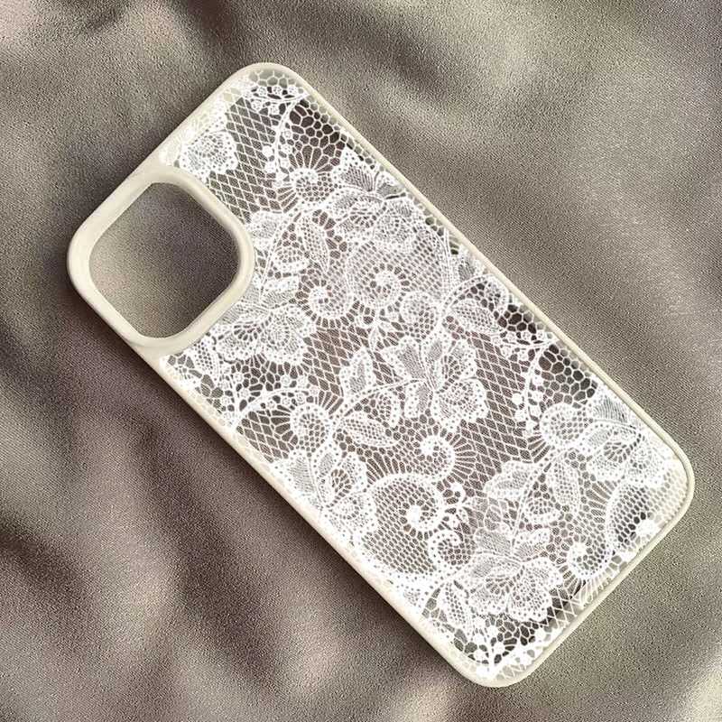 Винтажный белый кружевной чехол с цветочным узором для iPhone 17, 16, 15, 14, 11, 12, 13 Pro Max, 16E, 17Air, X, XR, XS, 7, 8 Plus, SE 2022 &ndash; защитный чехол Чехлы и чехлы для мобильных телефонов