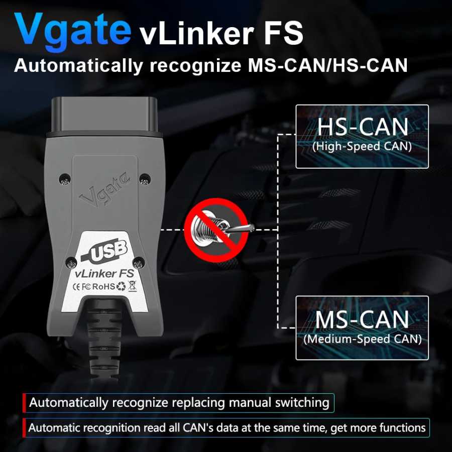 Фотография №2 товара Автомобильный диагностический сканер Vgate vLinker FS ELM327 для Ford FORScan