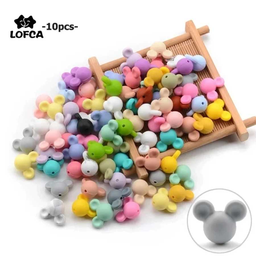 LOFCA 10 шт./лот силиконовые бусины для мыши детские игрушки-прорезыватели мягкие жевательные прорезыватели зубов без BPA DIY очаровательное ожерелье пищевые ювелирные изделия Уход за ребенком