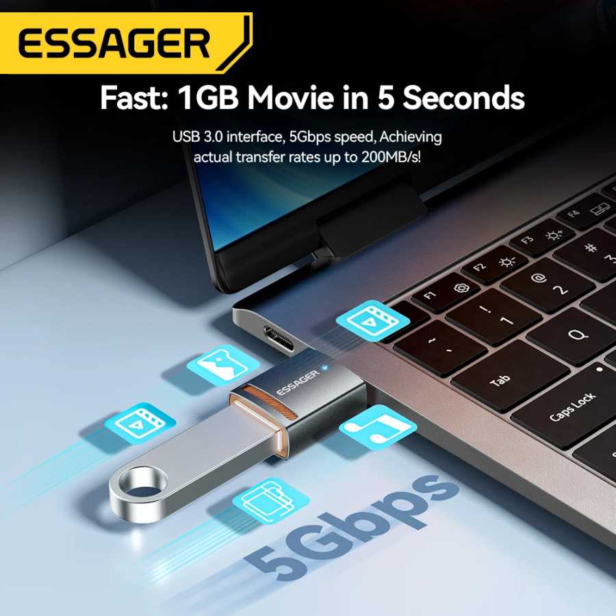 Фотография №5 товара Essager USB3.0 OTG адаптер Type-C USB-A Micro Female to USB