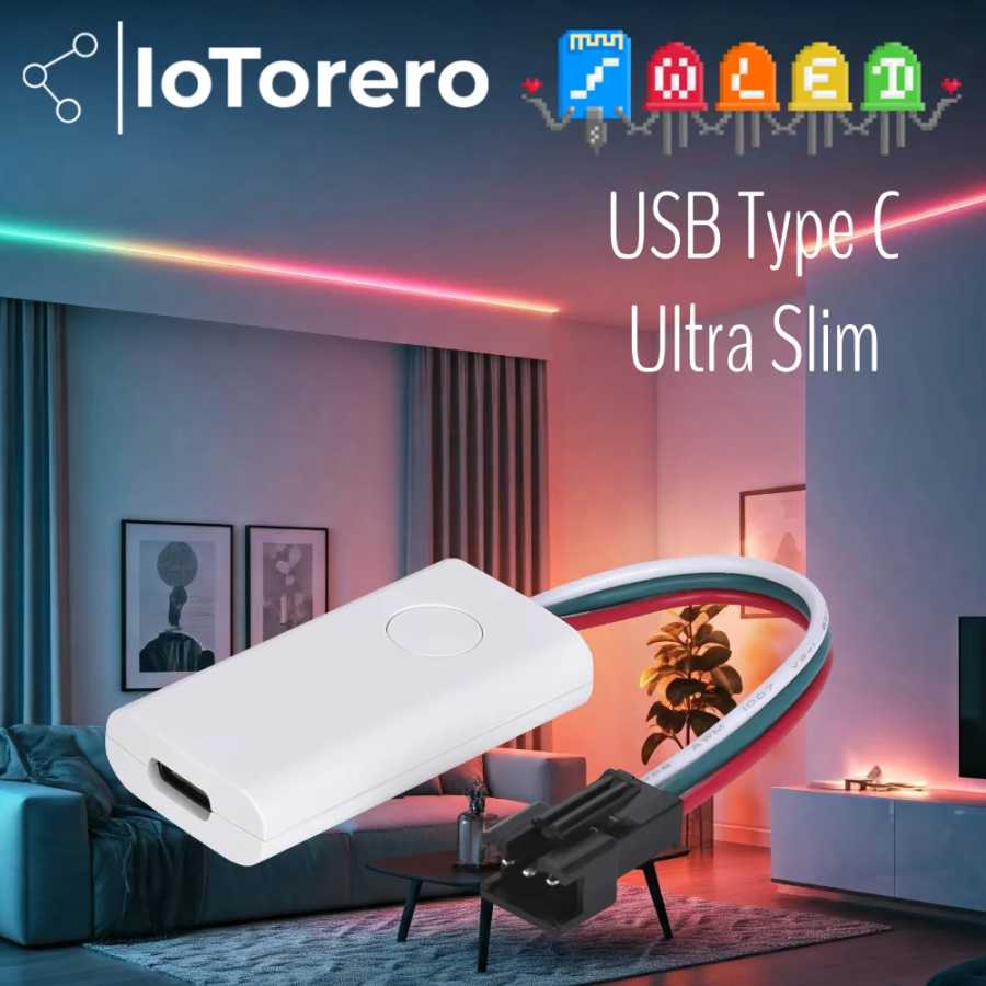 IoTorero WLED Slim Type C USB Адресный контроллер ленты Портативный работает с аккумулятором Умная электроника