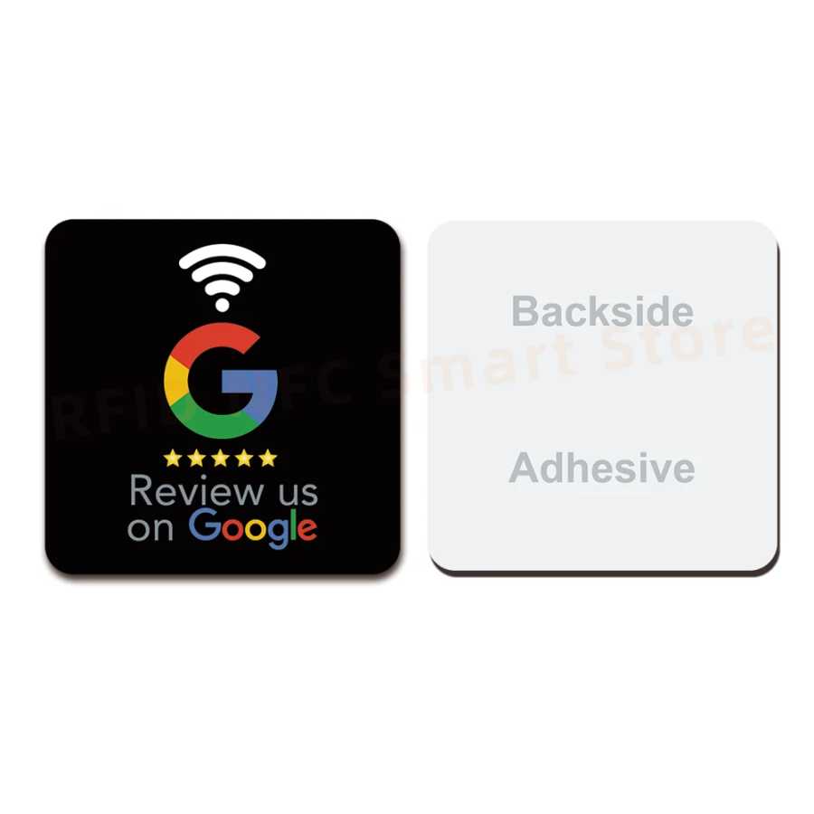 Фотография №2 товара Наклейка NFC для стола 10*10 см, стикер для отзывов Google,