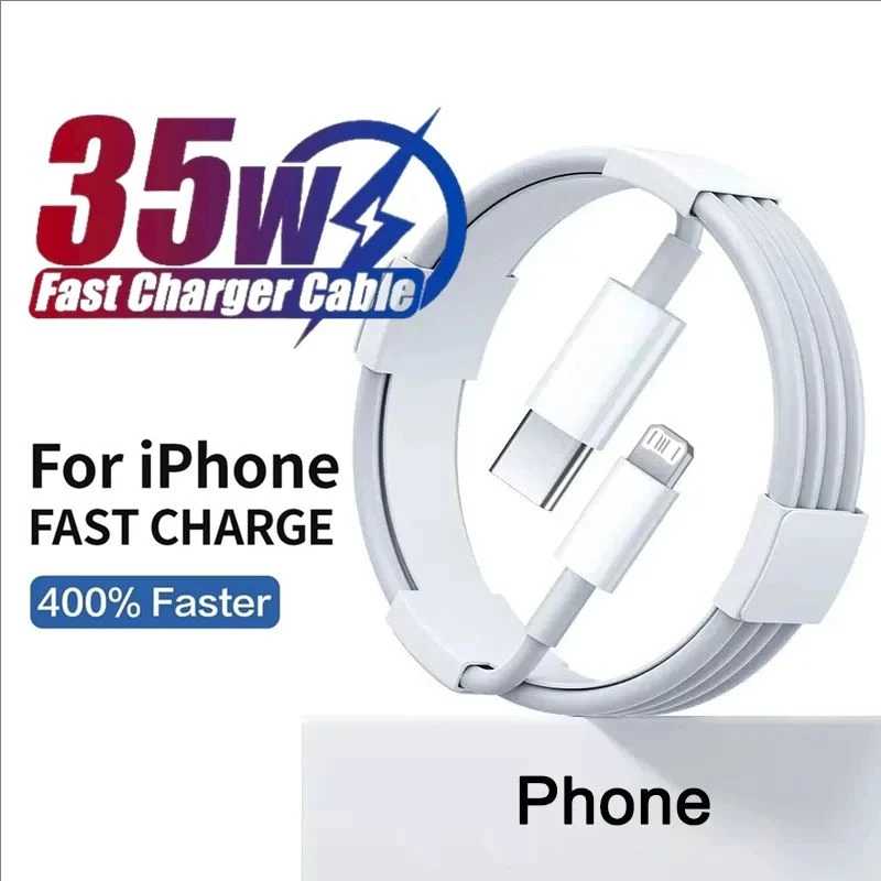 Оригинальный кабель для быстрой зарядки PD 35 Вт USB C для iPhone 14 8 7 Plus 11 12 13 Pro XS Max XR X Кабель для быстрой зарядки данных 1 м 1,5 м 2 м 3 м Аксессуары для мобильных телефонов