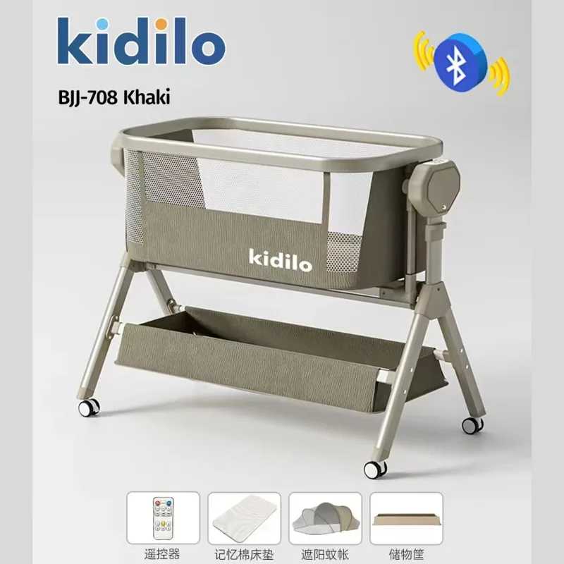 Фотография №3 товара Детская кроватка-люлька Kidilo 2026: прикроватная, с улучшенной устойчивостью, легко складывается,