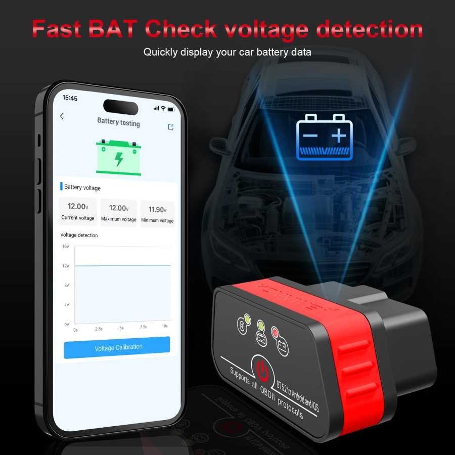 Фотография №4 товара 2026 KONNWEI KW901 ELM 327 OBD2 V1.5 Bluetooth 5.0 Автомобильный