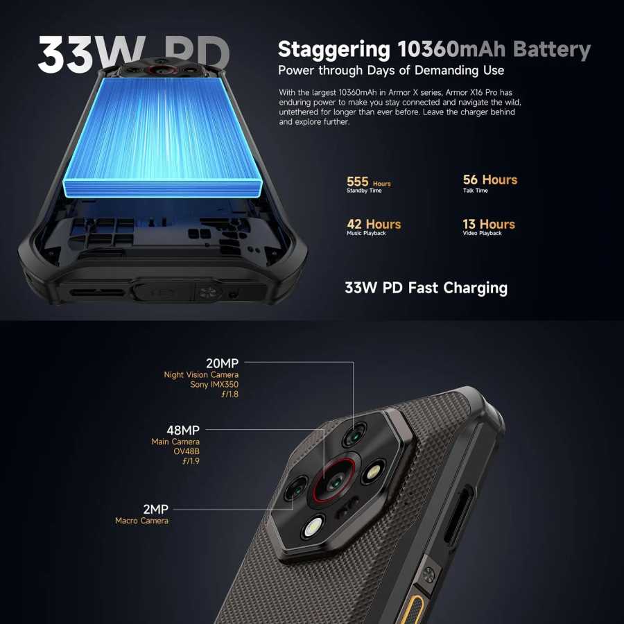 Фотография №3 товара Прочный смартфон Ulefone Armor X16, аккумулятор 10360 мАч, 128 ГБ