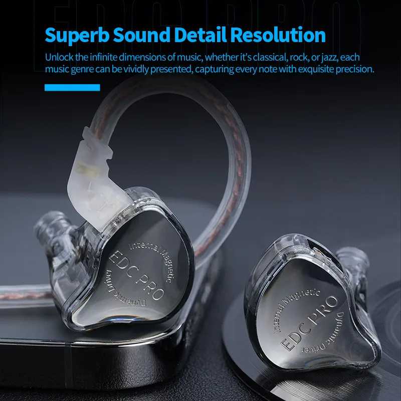 Фотография №4 товара Проводные наушники KZ EDC Pro, Hi-Fi наушники-вкладыши с монитором, наушники