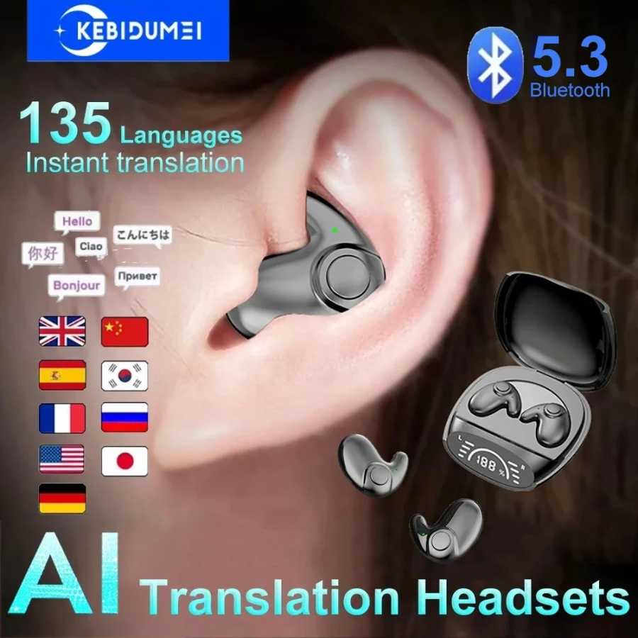 Bluetooth 5,3 наушники с искусственным интеллектом, поддержка 135 языков, беспроводные наушники, гарнитуры для сна, Hi-Fi наушники с шумоподавлением Портативное аудио и видео