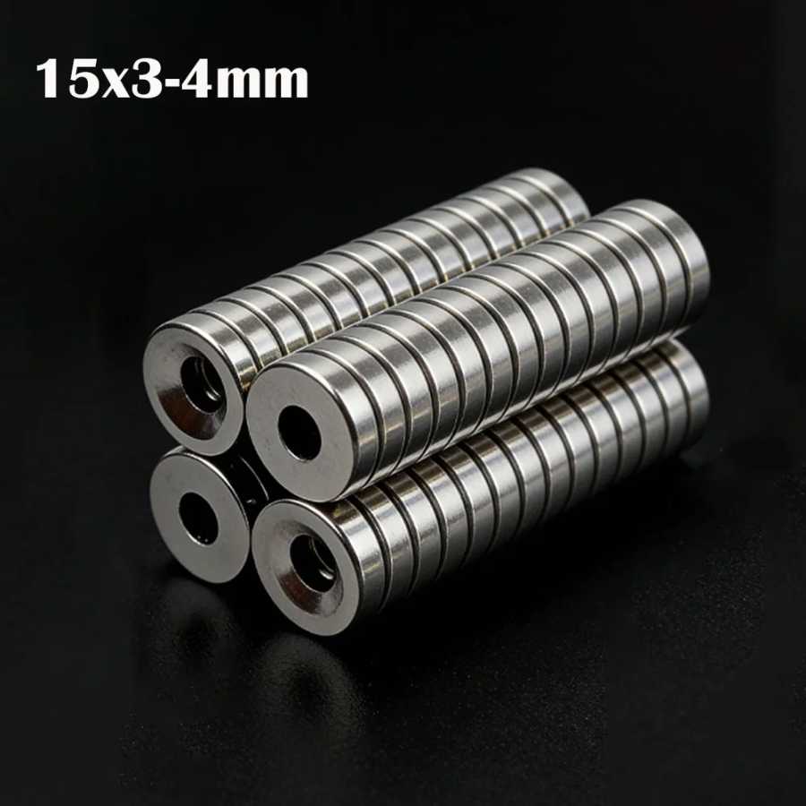 Мощный неодимовый магнит 15x3-4 мм круглые супер сильные магниты с отверстием NdfeB постоянный магнитный Imanes DIY магнит на холодильник Доски для презентаций