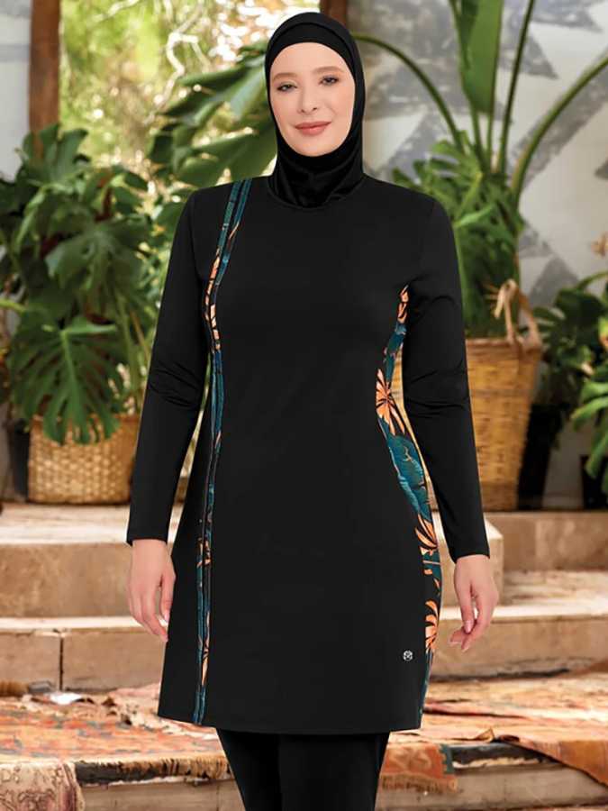3 шт., тонкий стильный спортивный мусульманский купальник Burkini Femmes, женский скромный купальник, купальный костюм, хиджаб, топ, брюки (без встроенного бюстгальтера) Спортивная одежда