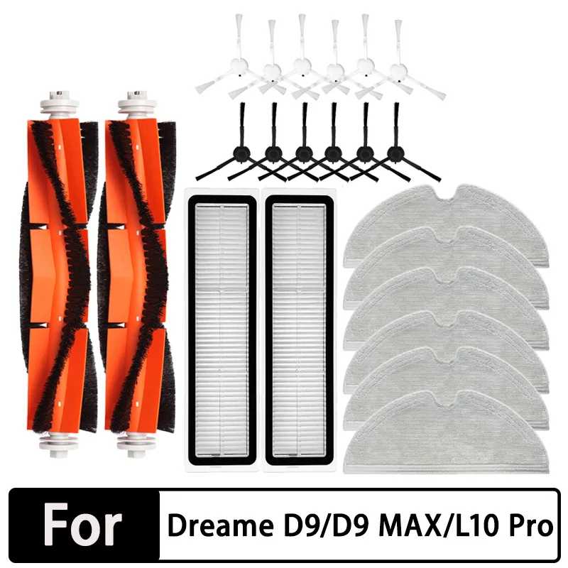 Аксессуары для Dreame Bot D9, робот-пылесос D9 Max, HEPA-фильтр, основная боковая щетка, тряпки для швабры, запасные части Запчасти для бытовой техники