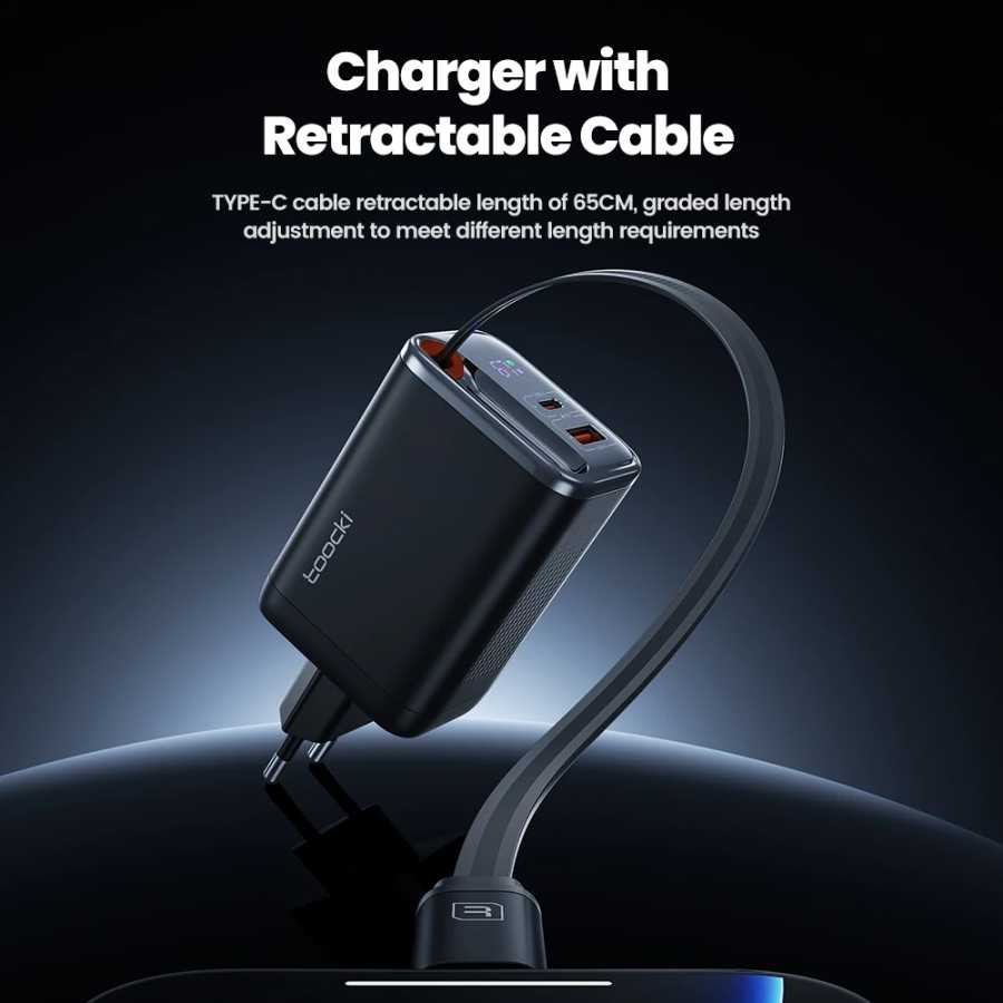 Фотография №4 товара Toocki 67 Вт USB-зарядное устройство с дисплеем и кабелем типа