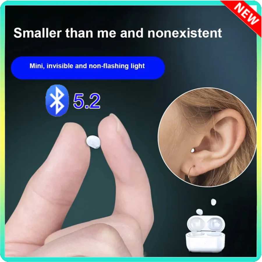 Невидимые наушники Мини-наушники V5.2 Bluetooth TWS Наушники-вкладыши с шумоподавлением Беспроводные наушники-вкладыши для сна с микрофоном Портативное аудио и видео