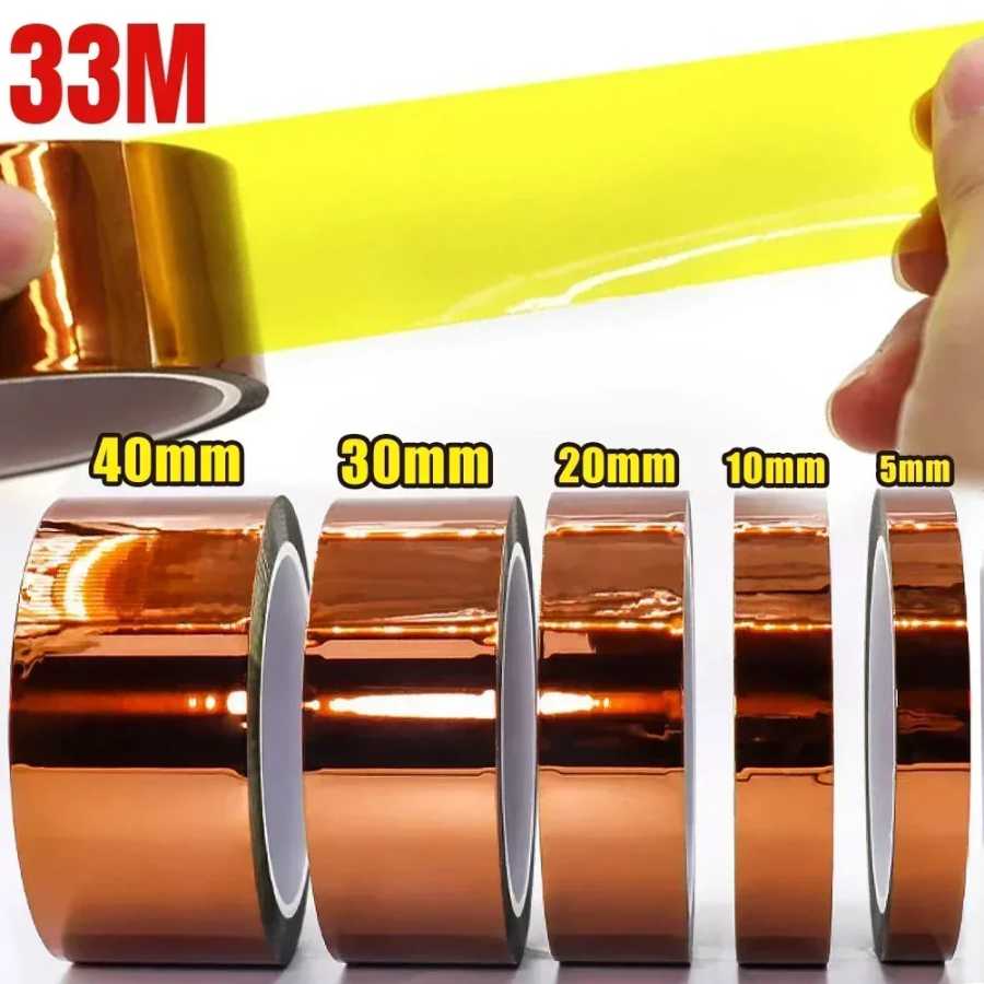 Лента Kapton 5-40 мм, полиимидная клейкая изолирующая клейкая лента Каптоновый Скотч, тепловая лента для защиты доски Крепеж и скобяные изделия