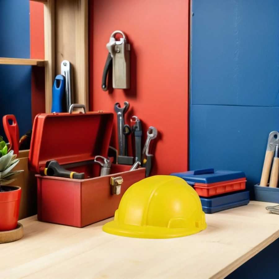 Фотография №2 товара 8 шт. детских строительных касок, желтые пластиковые защитные шлемы для