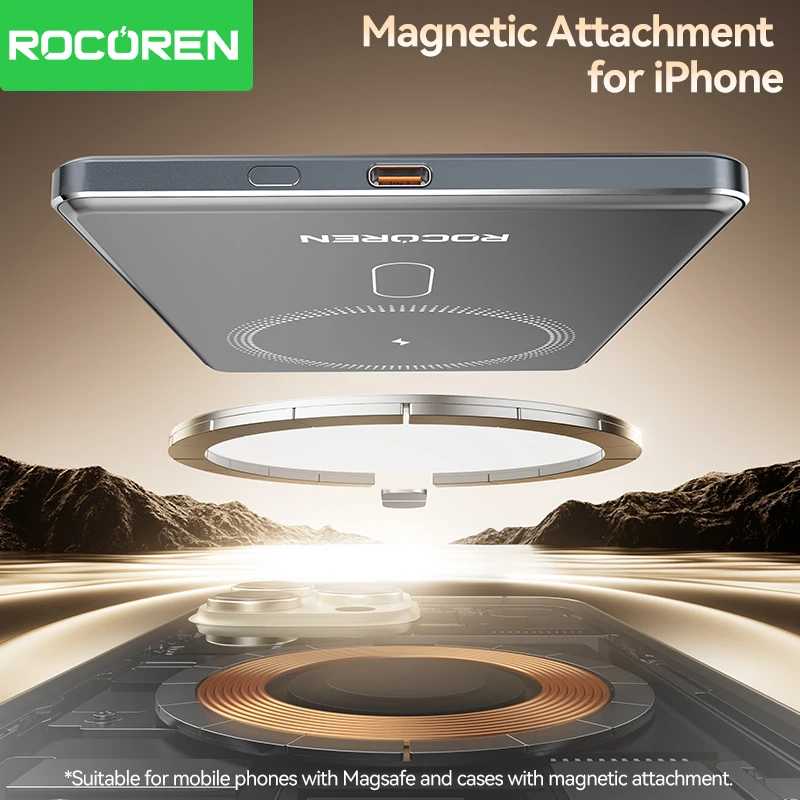 Фотография №4 товара Rocoren 10000 мАч Магнитный PowerBank Быстрая зарядка 5000 мАч Power