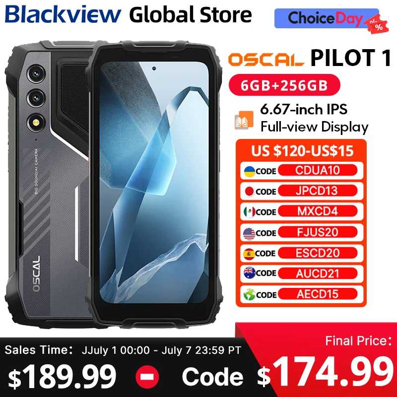 Прочный телефон Blackview Oscal PILOT 1 6,67-дюймовый HD + 90 Гц Дисплей 5 Вт Коробка Динамик 6 ГБ 256 ГБ Helio G81 Процессор 15000 мАч NFC Мобильный телефон Мобильные телефоны