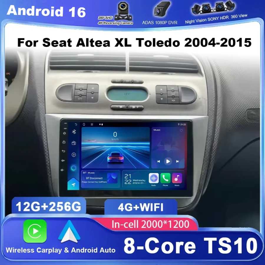 Автомобильная мультимедийная система Android 16 для Seat Altea XL Toledo 2004-2015, GPS-навигация, CarPlay, QLED сенсорный экран Автоэлектроника