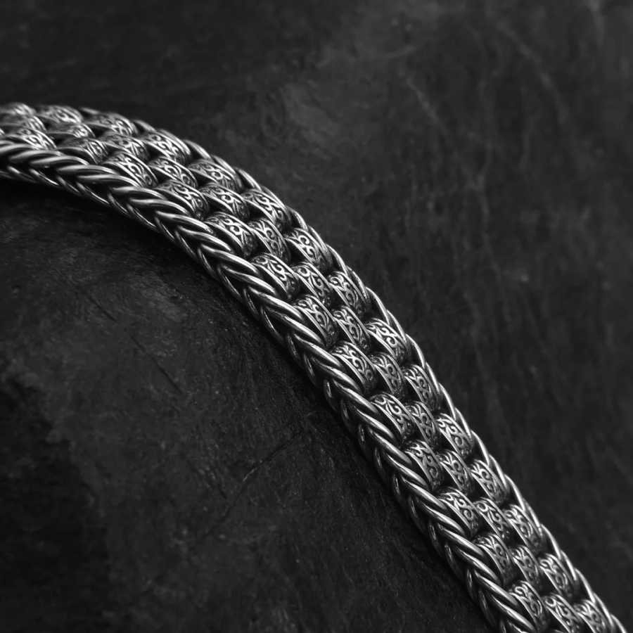 Фотография №2 товара QN серебряные мужские браслеты ручной работы Lucky and Treasure Ретро