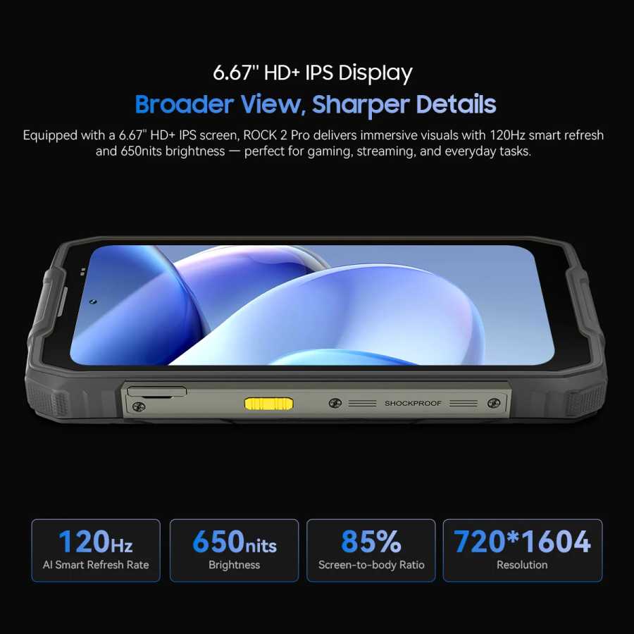Фотография №4 товара Прочный смартфон Blackview ROCK 2 Pro с Android, 6,67-дюймовым 2.4K-дисплеем,