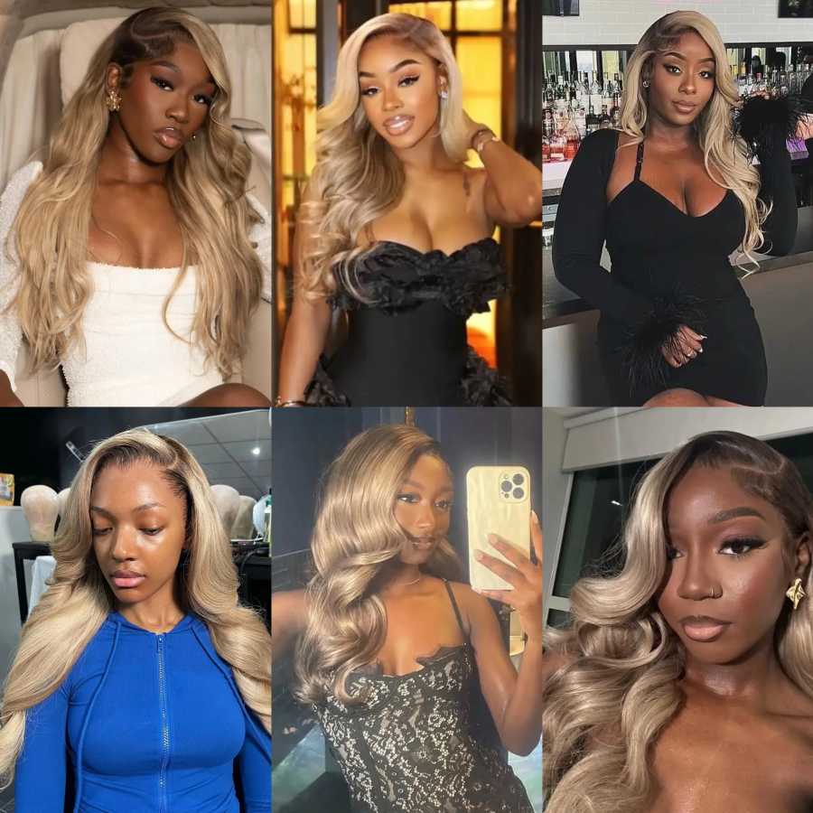 Фотография №3 товара 13x6 Ombre Blonde With Root Цветные парики фронта шнурка для