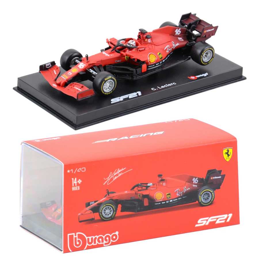 Модель автомобиля Bburago Ferrari 2021 SF21 #16 #55 F1, масштаб 1:43 Играйте в транспортные средства и модели