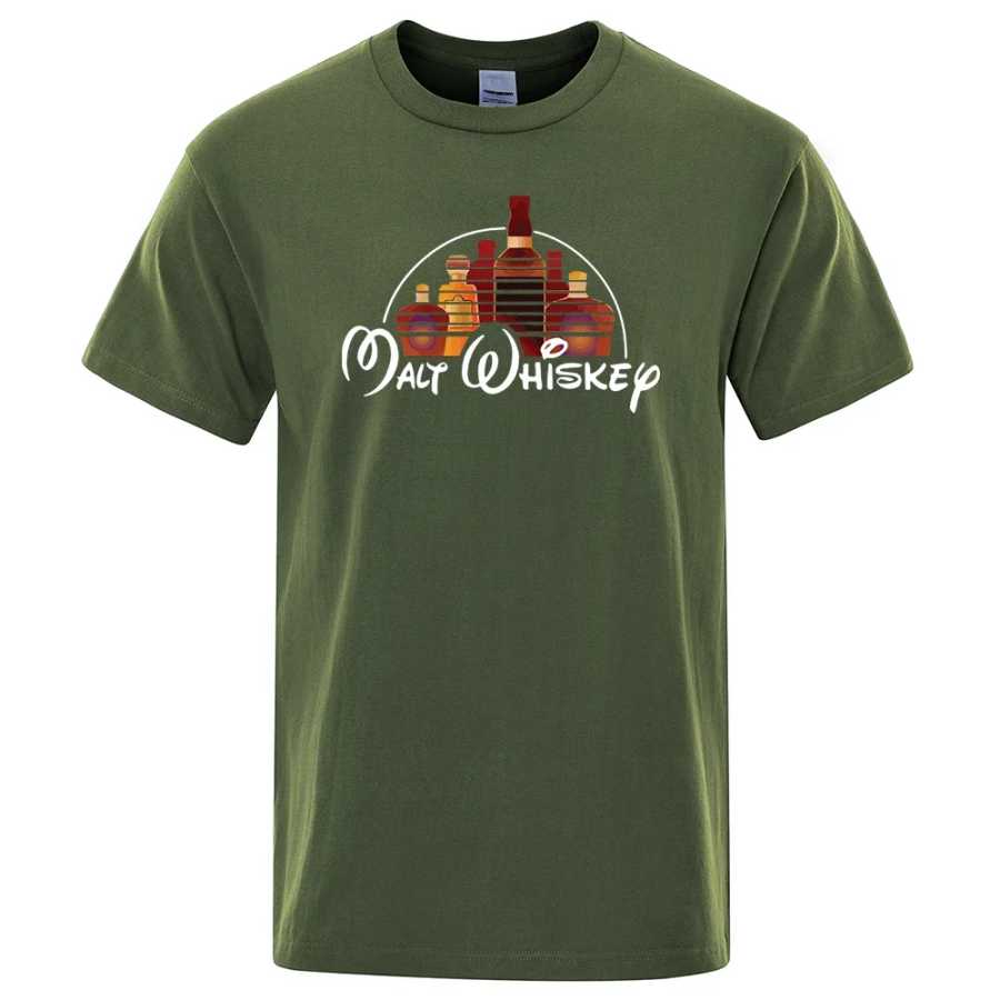 Malt Whiskey Printed T-Shirt Funny Alcohol Drunk Mens Short Sleeve Loose Oversized Tees Fashion Street Clothing Summer Tops Футболки и майки