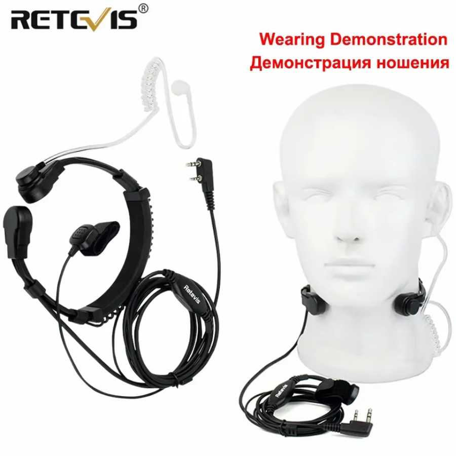 Рации Retevis Throat Mic Walkie-Talkie, гарнитура, приемопередатчик, скрытая трубка для пальцев, раньше UV 5R Quansheng UV K5 UV K6 K58 Для Kenwood Walkie Talkie Аксессуары & Запчасти