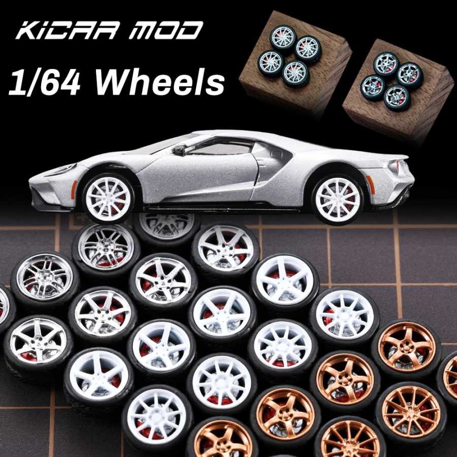 Kicarmod 1/64 модель автомобиля ABS колеса с резиновыми шинами, детали для установки тормозного диска диаметром 10 мм для модели автомобиля Tomica MINI GT Играйте в транспортные средства и модели