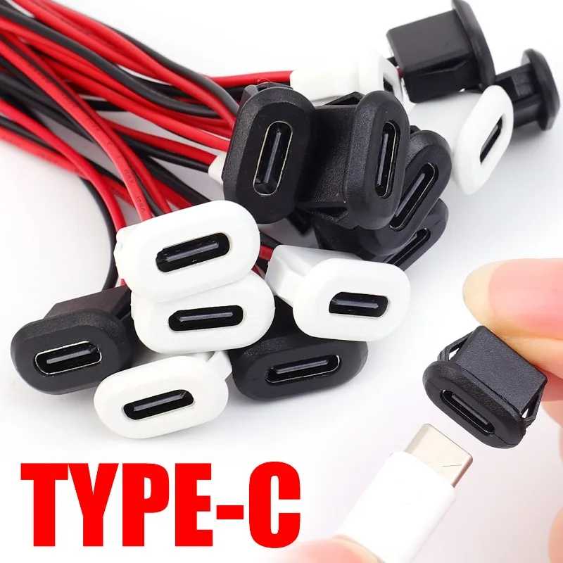 Фотография №2 товара 6/2 шт. гнездовой 2-контактный USB-разъем типа C, водонепроницаемый с гнездом,