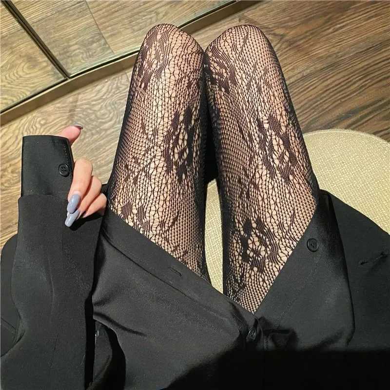 Фотография №5 товара Женские сексуальные черно-белые ажурные кружевные сетчатые чулки в стиле Лолиты,