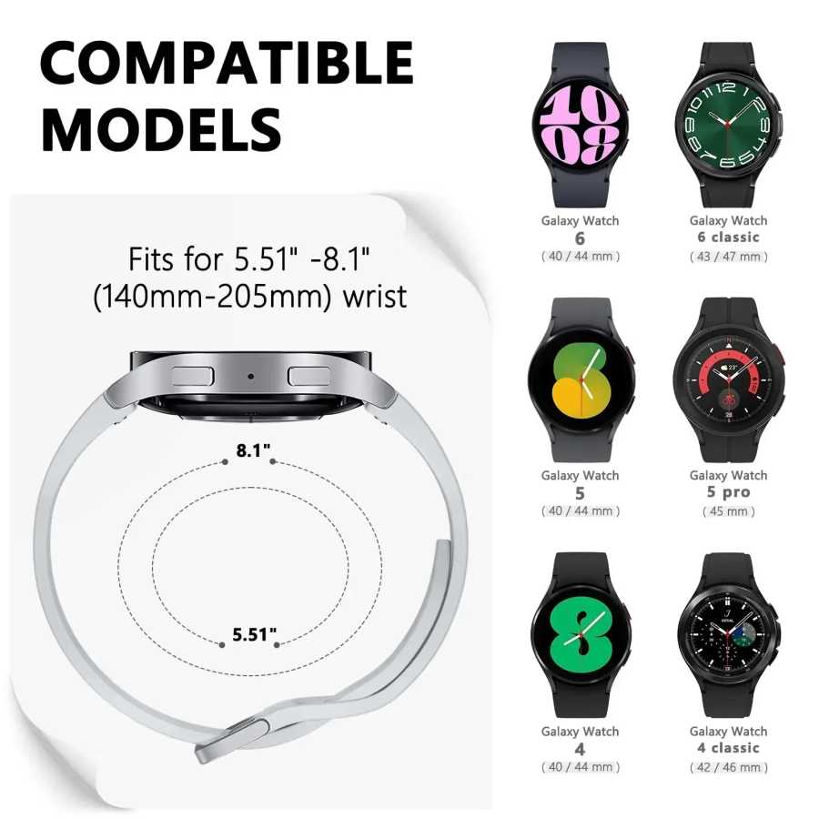 Фотография №5 товара Силиконовый ремешок для Samsung Galaxy Watch 7/6/5/4 40 мм 44