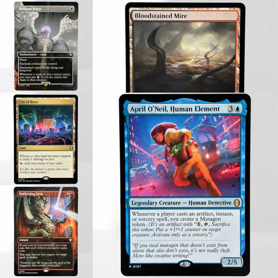 HOLO46-40-1 TCG Magical Proxy Bloodstained Mire City of Brass Deflecting Swat Descent на немецкой черной картонной основе Хобби и коллекционирование