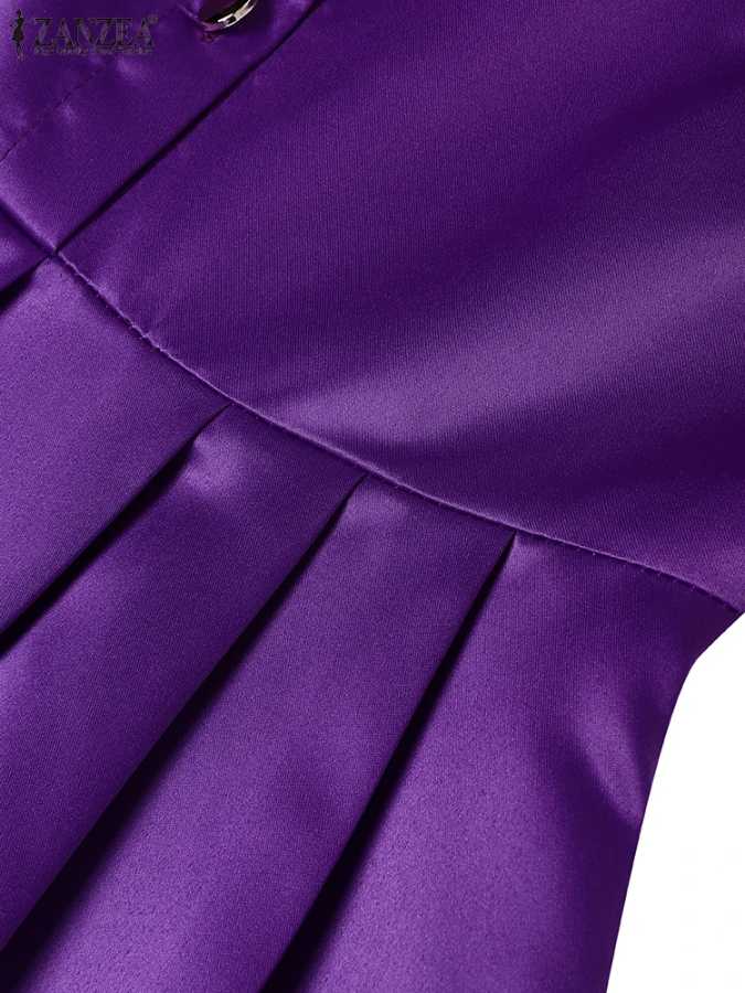 Фотография №4 товара ZANZEA Элегантные женские вечерние платья макси 2022, осенняя мода, воротник-стойка,