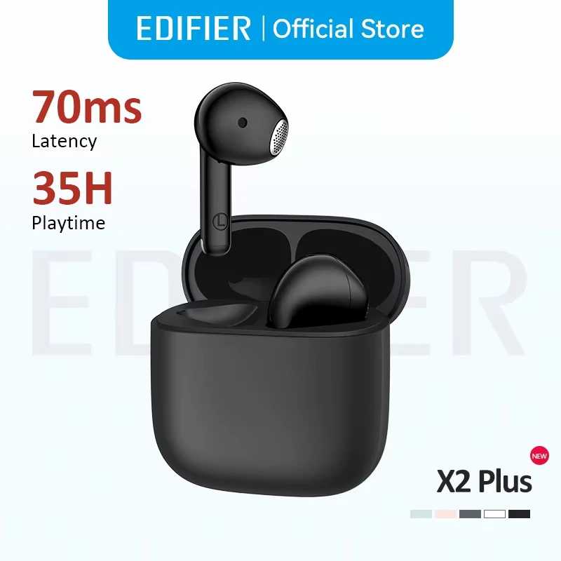 Edifier X2 Plus True Wireless Наушники TWS Bluetooth Наушники 70 мс Низкая задержка Bluetooth V6.0 IP54 Водонепроницаемые Время воспроизведения 35 часов Портативное аудио и видео