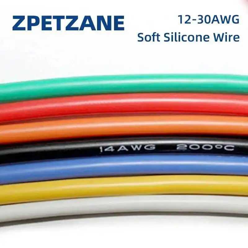 Термостойкий кабель Медный мягкий силиконовый провод 12AWG 14AWG 16AWG 18AWG 20AWG 22AWG 24AWG 26AWG 28AWG 30AWG Многожильный проводник Управление промышленной автоматизацией и аксессуары