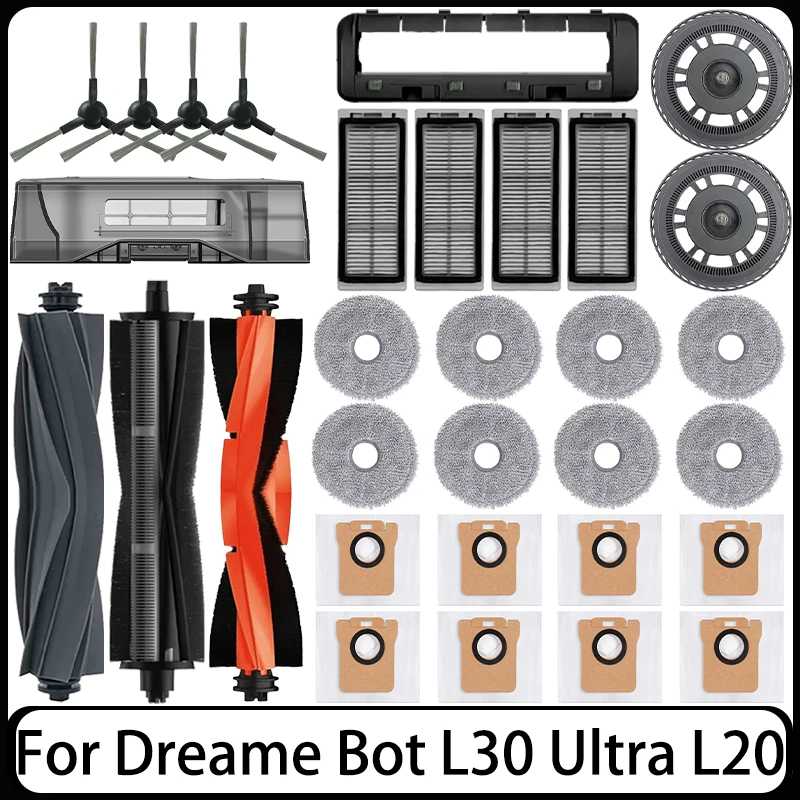 Для Dreame Bot L30 Ultra L20 Ultra робот-пылесос, запасные части, расходные материалы, основная боковая щетка, фильтр Hepa, швабра, мешок для пыли, аксессуары Запчасти для бытовой техники