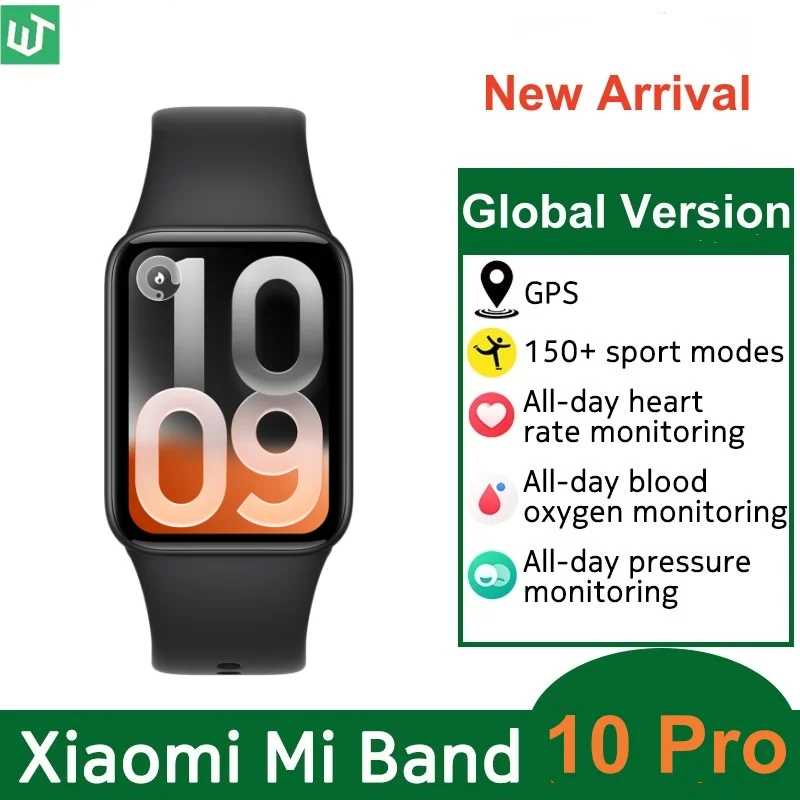 Глобальная версия Xiaomi Smart Band 10 Pro: смарт-часы с AMOLED-экраном 1,74 дюйма, Bluetooth, GPS, мониторингом здоровья и фитнес-трекером, браслет Miband Умная электроника