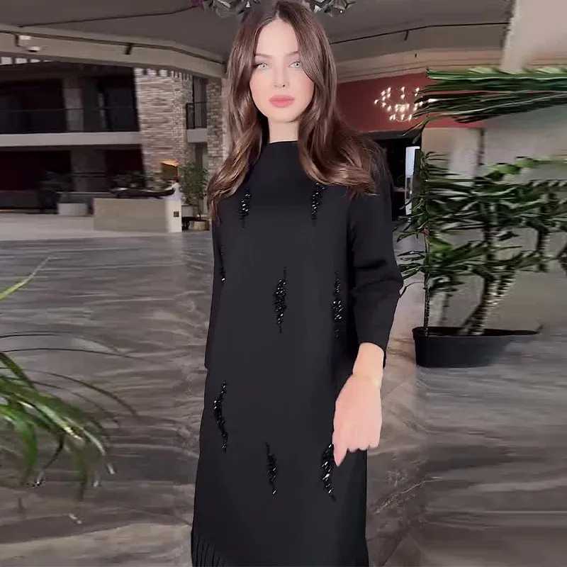 Рамадан Ид мусульманское женское платье Абая Vestidos с бриллиантами Джалабия Ислам Арабский 2024 Осенний длинный халат Марокко Дубай Абая Кафтан Мусульманская Мода