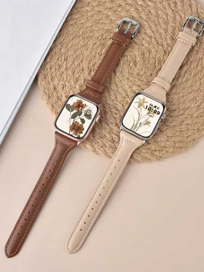 Тонкий кожаный ремешок для Apple Watch 44 мм, 45 мм, 41 мм, 40 мм, 38 мм, женский браслет iWatch серии 9 8 7 6 5 4 3 SE Ultra 2 49 мм Аксессуары для часов