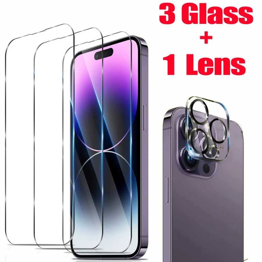 HD закаленное стекло для iPhone 16 15 17 14 13 12 11 Pro Max защита экрана iPhone15 Pro пленка для объектива камеры iPhone16 Plus 13 Mini Glass айфон 15 про макс Защитная пленка для мобильного телефона