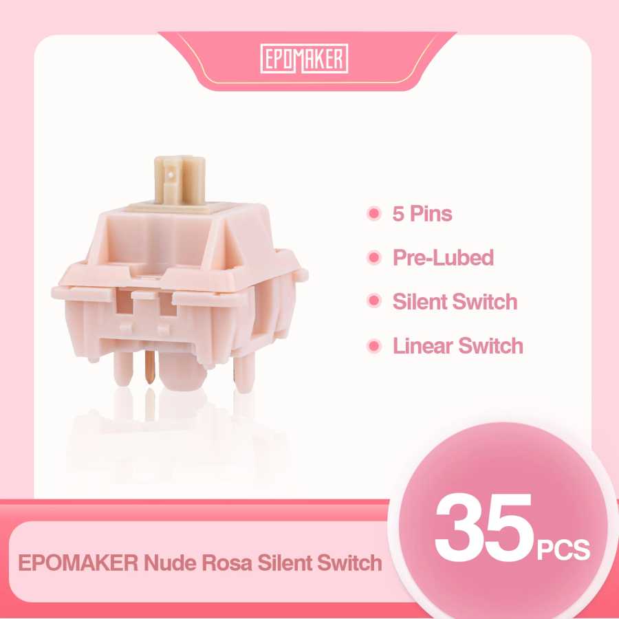 35 шт. EPOMAKER Nude Rosa 39gf 5-контактные предварительно отопленные линейные бесшумные переключатели для механической клавиатуры 21 мм пружина Компьютерная периферия