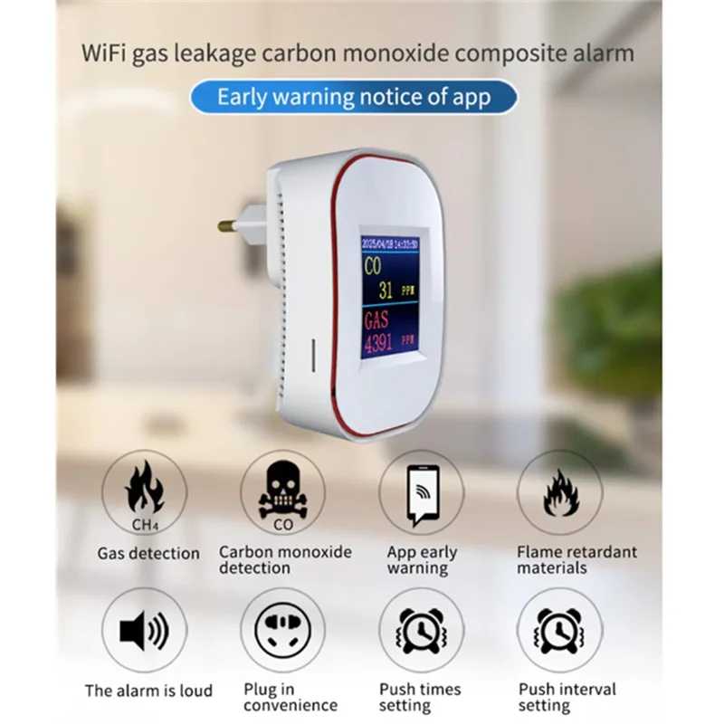 B21B Tuya Smart Life Натуральный ГАЗ CO Детектор утечки угарного газа WIFI CH4 Датчик сигнализации утечки метана горючего угля Доступ к автоматизации здания