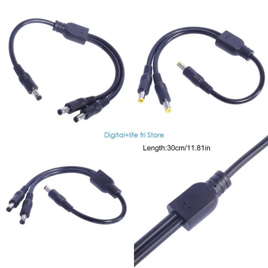 E06D Y-разветвительный кабель с высокой проводимостью, 18AWG, штекер на 2 штекера, 5,5x2,5 мм, 5,5x2,1 мм, шнур питания для и Аксессуары и запчасти